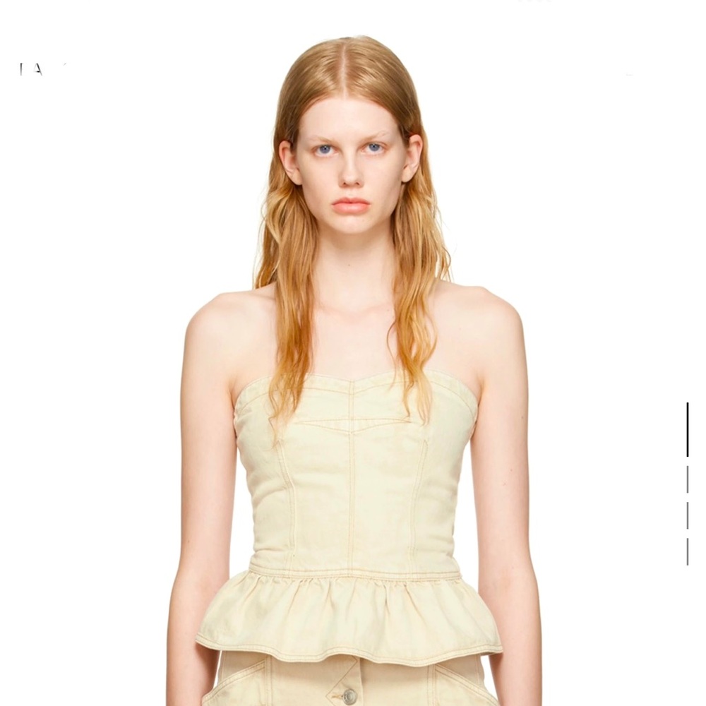 Isabel Marant Etoile- Ecru denim corset top w contrast stitching, NWT! 🪩✨😍